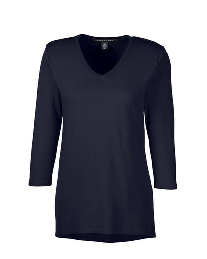 Devon & Jones Women's Perfect Fit™ Bracelet-Length V-Neck Top DP184W #color_Black