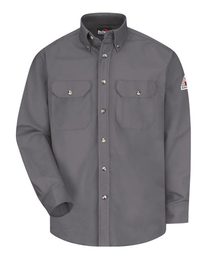 Bulwark Men's Tall Dress Uniform Shirt - Excel FR ComforTouch - 7 oz. SLU2T #color_Grey