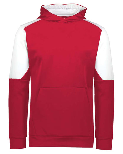Holloway Youth Blue Chip Hooded Sweatshirt 222640 #color_Scarlet/ White