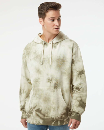 Independent Trading Co. Midweight Tie-Dyed Hooded Sweatshirt PRM4500TD #colormdl_Tie Dye Olive