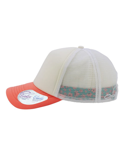 Infinity Her Women's Foam Trucker Cap ROSIE #color_Ivory/ Sherbert/ White/ Floral