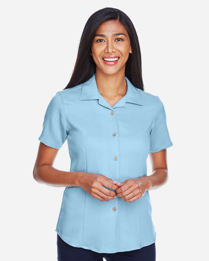 Harriton Women's Bahama Cord Camp Shirt M570W #colormdl_Cloud Blue