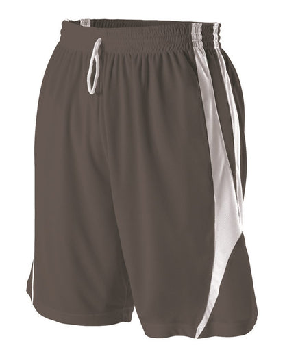 Alleson Athletic Reversible Basketball Shorts 54MMP #color_Charcoal/ White