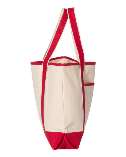 Q-Tees 34.6L Large Canvas Deluxe Tote Q1500 #color_Natural/ Red