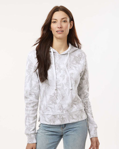 MV Sport Women's Maddie Floral Print Hooded Sweatshirt W24105 #colormdl_Ash