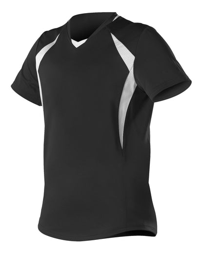 Alleson Athletic Girls' Short Sleeve Fastpitch Jersey 552JG #color_Black/ White