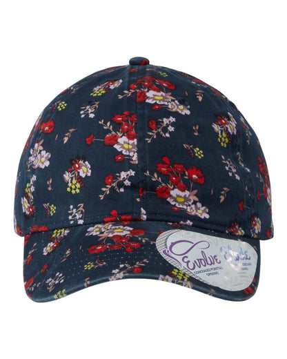 Infinity Her Women's Garment-Washed Fashion Print Cap HATTIE #color_Dark Navy/ Floral