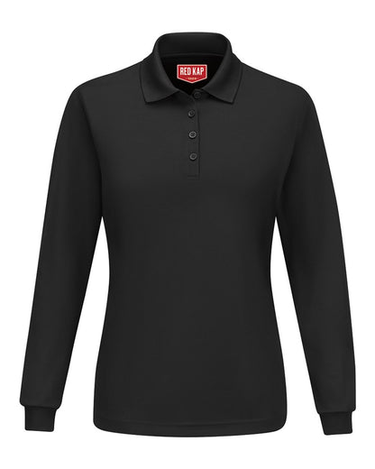 Red Kap Women's Long Sleeve Performance Knit Polo SK7L #color_Black
