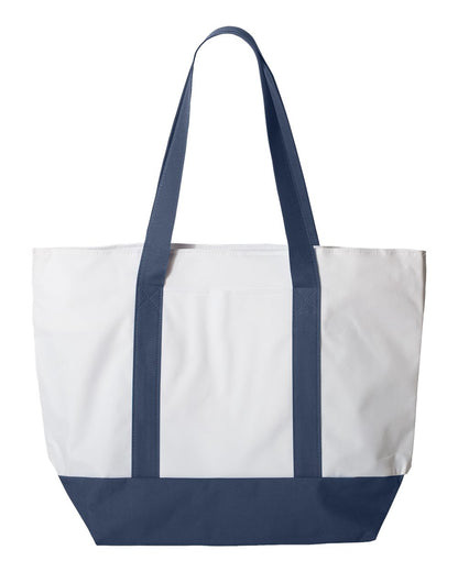 Liberty Bags Bay View Giant Zippered Tote 7006 #color_White/ Navy