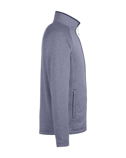 CORE365 Men's Venture Heathered Stripe Full-Zip CE72 #color_Classic Navy/ White