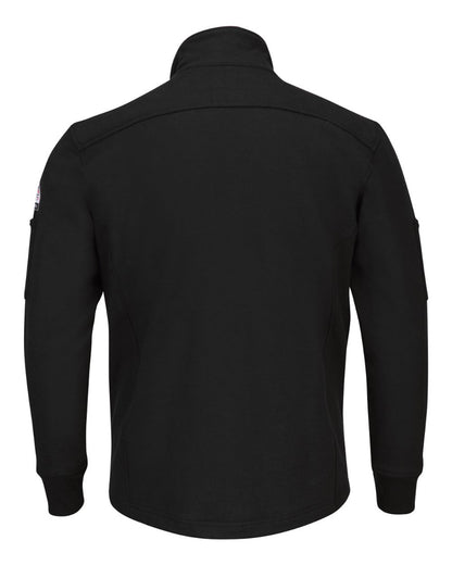 Bulwark Zip Front Fleece Jacket-Cotton /Spandex Blend - Tall Sizes SEZ2T #color_Black