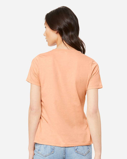 BELLA + CANVAS Women's Relaxed Heather CVC V-Neck Tee 6405CVC #colormdl_Heather Peach
