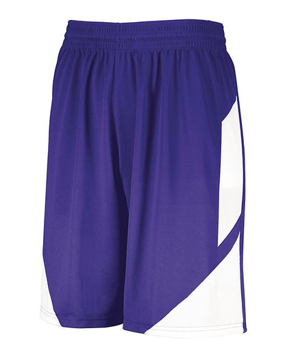 Augusta Sportswear Step-Back Basketball Shorts 1733 #color_Purple/ White