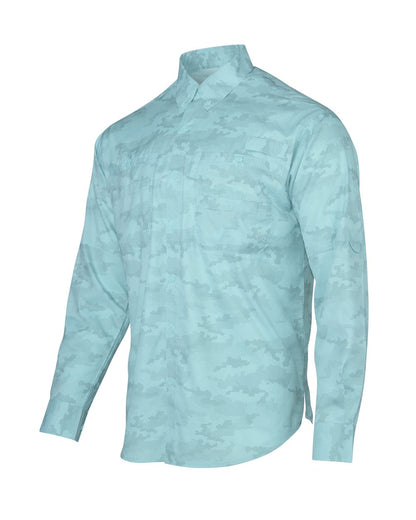 Paragon Men's Buxton Sublimated Fishing Shirt 709 #color_Aqua Blue