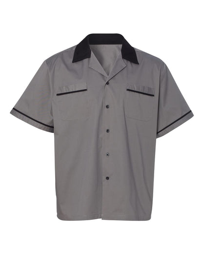 Hilton Men's GM Legend Bowling Shirt HP2244 #color_Steel/ Black