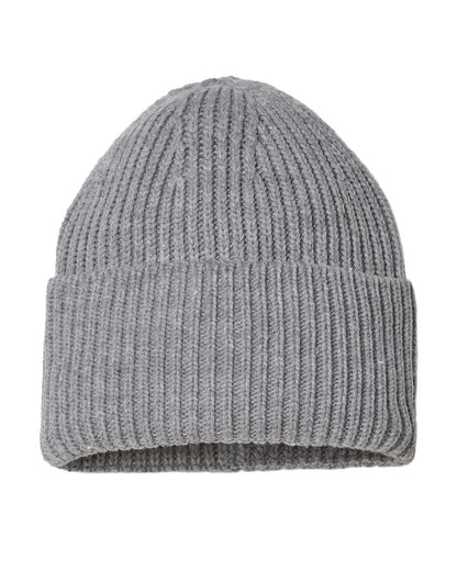 Atlantis Headwear Sustainable Chunky Rib Cuffed Beanie OAK #color_Light Grey Melange