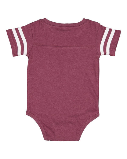 Rabbit Skins Infant Football Fine Jersey Bodysuit 4437 #color_Vintage Burgundy/ White