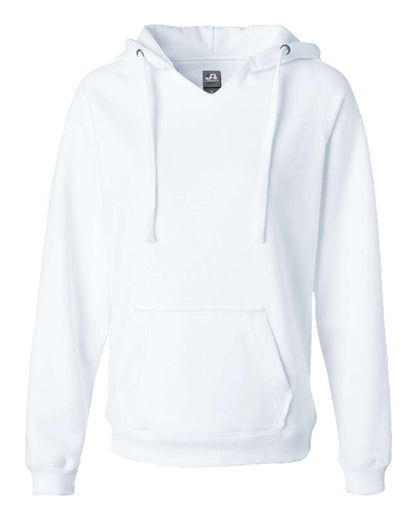 J. America Women's Sueded V-Neck Hooded Sweatshirt 8836 #color_White