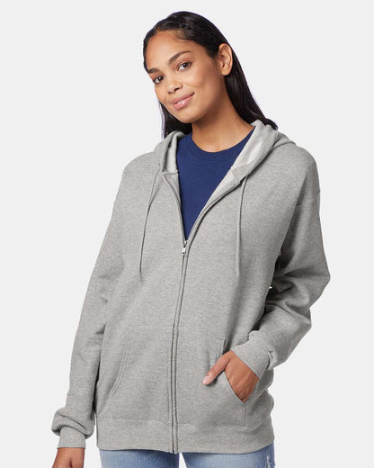 Hanes Unisex EcoSmart® Full-Zip Hooded Sweatshirt P180 #colormdl_Light Steel