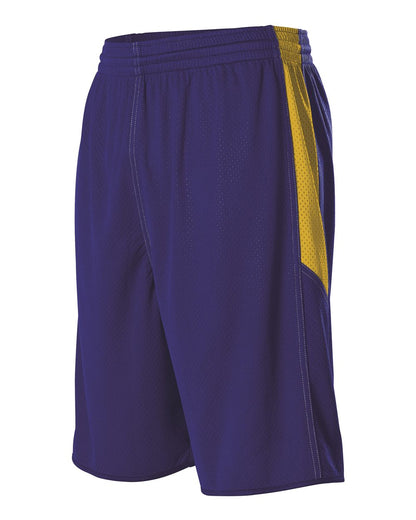 Alleson Athletic Single Ply Reversible Basketball Shorts 589PSP #color_Royal/ Gold