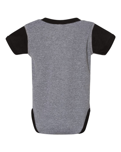 Rabbit Skins Infant Baby Rib Bodysuit 4400 #color_Granite Heather/ Black