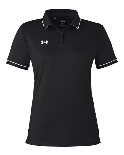 Under Armour Women's Tipped Teams Performance Polo 1376905 #color_Black/ White