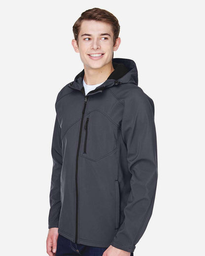 North End Men's Prospect Two-Layer Fleece Bonded Soft Shell Hooded Jacket 88166 #colormdl_Fossil Grey
