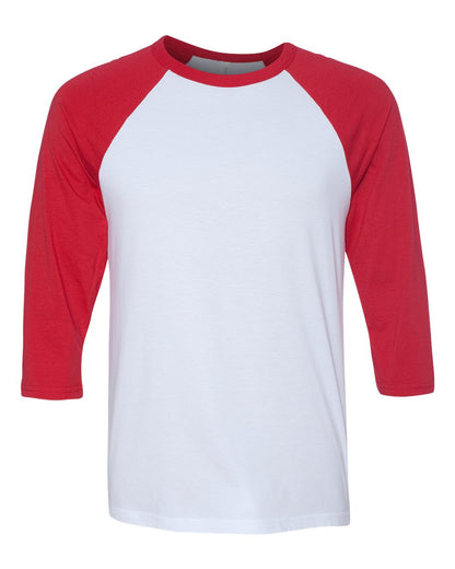 BELLA + CANVAS Unisex Three-Quarter Sleeve Baseball Tee 3200 #color_White/ Red