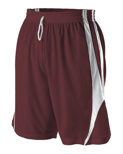 Alleson Athletic Reversible Basketball Shorts 54MMP #color_Maroon/ White