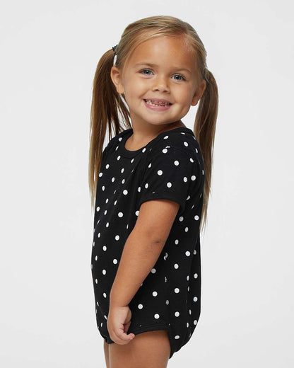 Rabbit Skins Infant Baby Rib Bodysuit 4400 #colormdl_Black/ White Dot