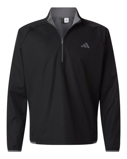 Adidas Men's Ultimate365 Wind Quarter-Zip Pullover A2027 #color_Black