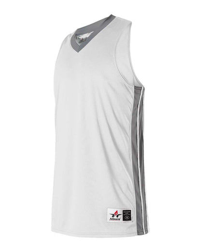 Alleson Athletic Youth Single Ply Basketball Jersey 538JY #color_White/ Charcoal