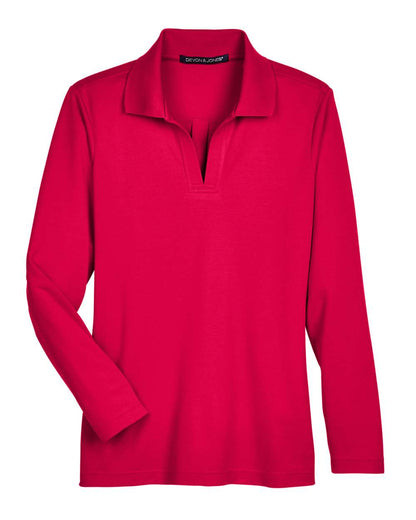Devon & Jones Women's CrownLux Performance® Plaited Long Sleeve Polo DG20LW #color_Red