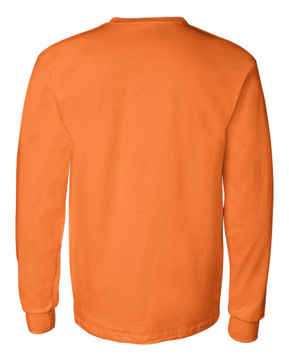 Gildan Unisex Ultra Cotton® Long Sleeve Pocket T-Shirt 2410 #color_Safety Orange