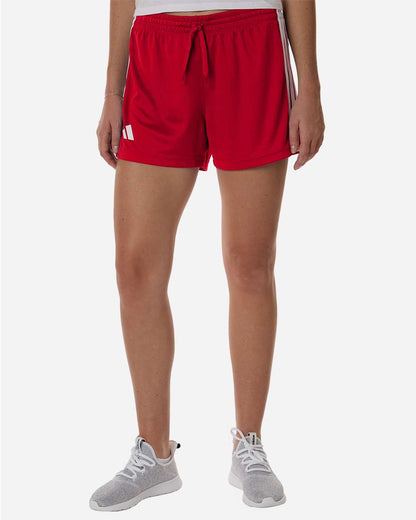 Adidas Women's 3-Stripes 3" Shorts AT301 #colormdl_Team Power Red/ White