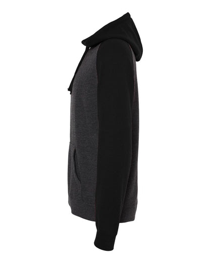 Independent Trading Co. Unisex Raglan Hooded Sweatshirt IND40RP #color_Charcoal Heather/ Black