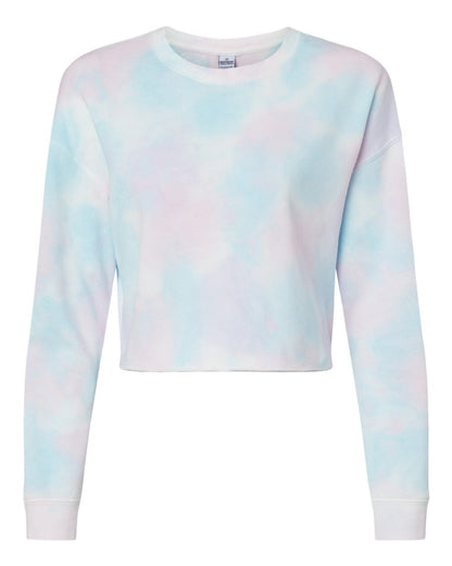 Independent Trading Co. Women's Lightweight Crop Crewneck Sweatshirt AFX24CRP #color_Tie Dye Cotton Candy