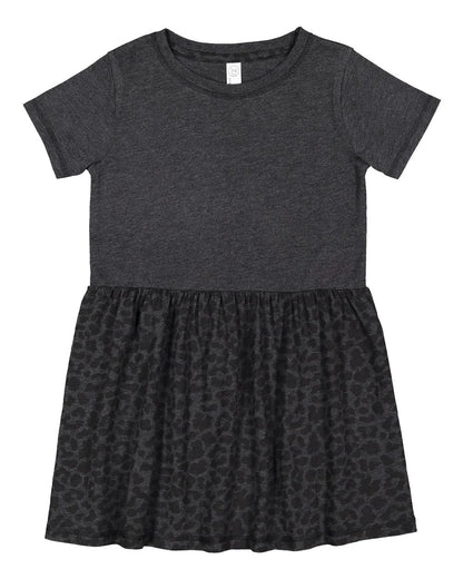 Rabbit Skins Toddler Fine Jersey Dress 5333 #color_Vintage Smoke/ Black Leopard