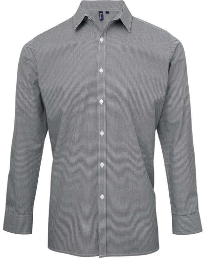 Artisan Collection by Reprime Men's Microcheck Gingham Cotton Shirt RP220 #color_Black/ White