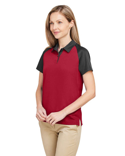 Team 365 Women's Command Snag-Protection Colorblock Polo TT21CW #colormdl_Sport Red/ Black