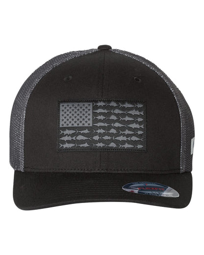 Columbia PFG Fish Flag Mesh™ Flexfit® Cap 183681 #color_Black/ Fish Flag