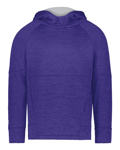 Holloway Youth All-Pro Performance Fleece Hooded Sweatshirt 223680 #color_Purple Heather/ Silver