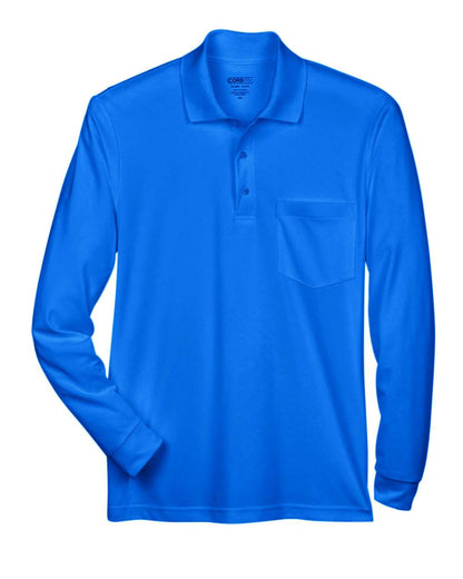 CORE365 Men's Pinnacle Performance Long Sleeve Piqué Polo with Pocket 88192P #color_True Royal
