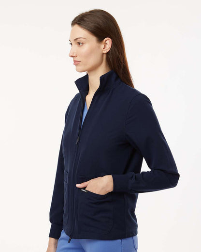Jaanuu Women's Ceri Essential Full-Zip 6-Pocket Scrub Jacket W60001 #colormdl_Midnight Navy