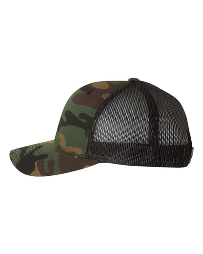 YP Classics Retro Trucker Cap 6606 #color_Green Camo/ Black