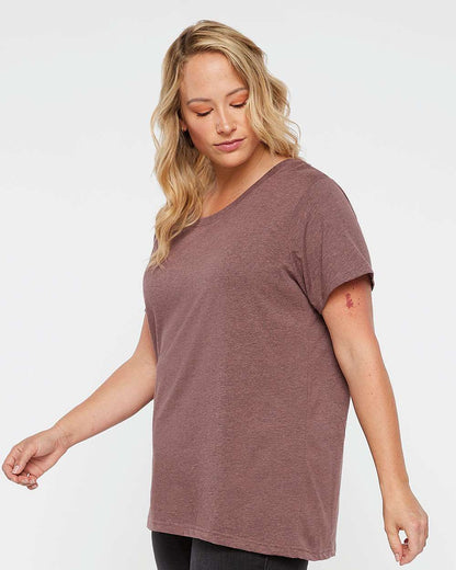 LAT Women's Curvy Collection Fine Jersey Tee 3816 #colormdl_Sangria Blackout