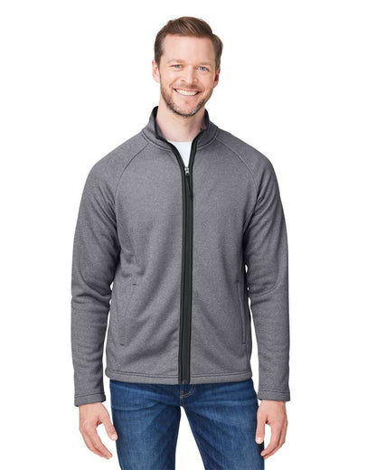 CORE365 Men's Venture Heathered Stripe Full-Zip CE72 #colormdl_Black/ White
