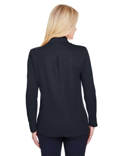 Devon & Jones Women's CrownLux Performance® Plaited Long Sleeve Polo DG20LW #colormdl_Black