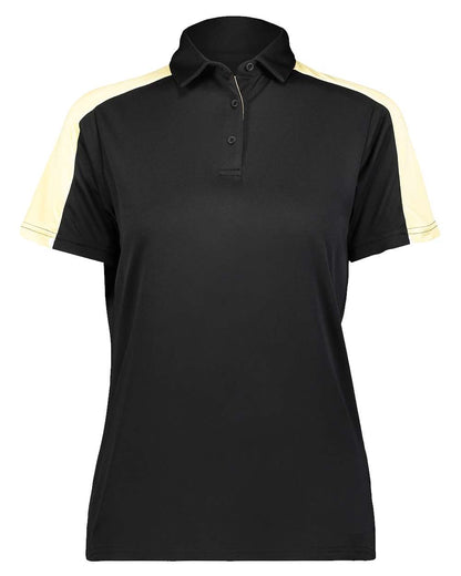 Augusta Sportswear Women's Two-Tone Vital Polo 5029 #color_Black/ Vegas Gold