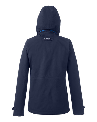 Nautica Women's Voyage Hooded Rain Jacket N17183 #color_Navy